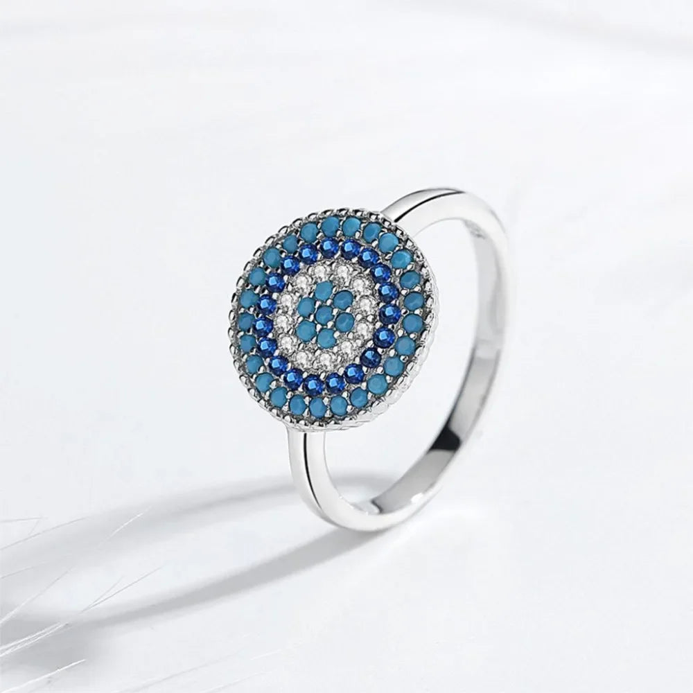 December birthstone Vintage 925 Sterling Silver Ring with Turquoise Evil Eye Detail - GEMORM