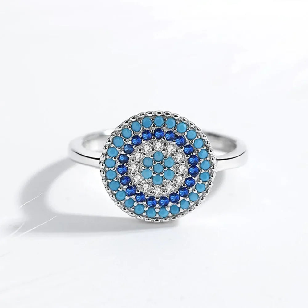 December birthstone Vintage 925 Sterling Silver Ring with Turquoise Evil Eye Detail - GEMORM