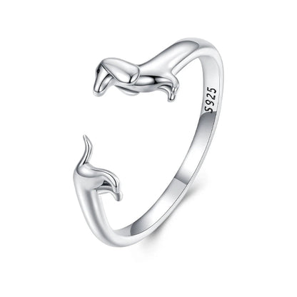 Dachshund ring adjustable rings in 925 sterling silver