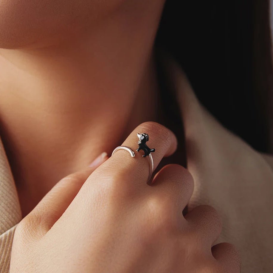 Adjustable border collie dog ring in sterling silver - GEMORM