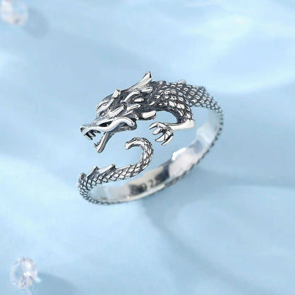 Adjustable rings gothic dragon ring crafted in 925 sterling silver - GEMORM