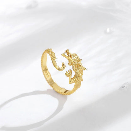 Adjustable rings gothic dragon ring crafted in 925 sterling silver - GEMORM