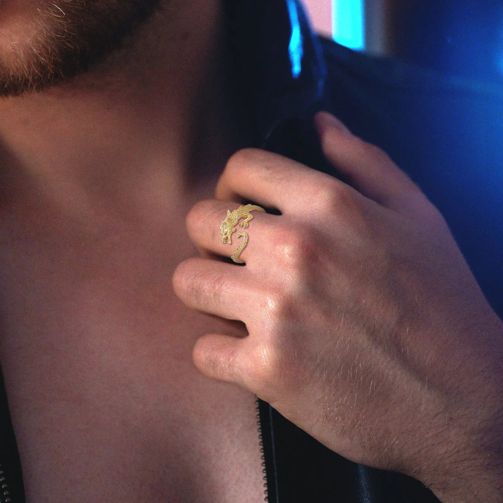 Adjustable rings gothic dragon ring crafted in 925 sterling silver - GEMORM