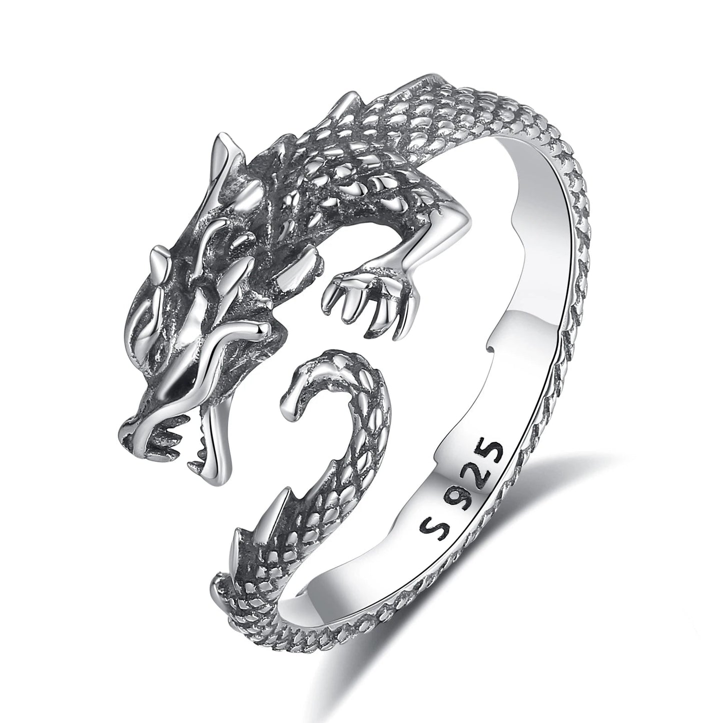 Adjustable rings gothic dragon ring crafted in 925 sterling silver - GEMORM