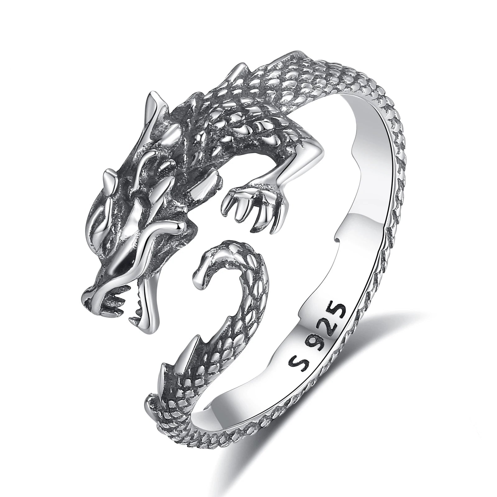 Adjustable rings gothic dragon ring crafted in 925 sterling silver - GEMORM