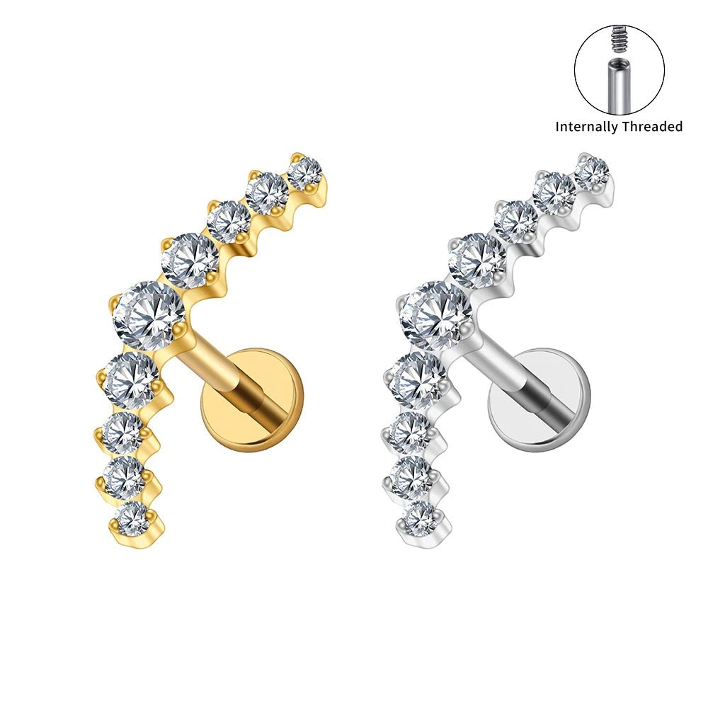 Arc CZ Cluster Titanium Flat Back Stud for Helix & Conch - GEMORM