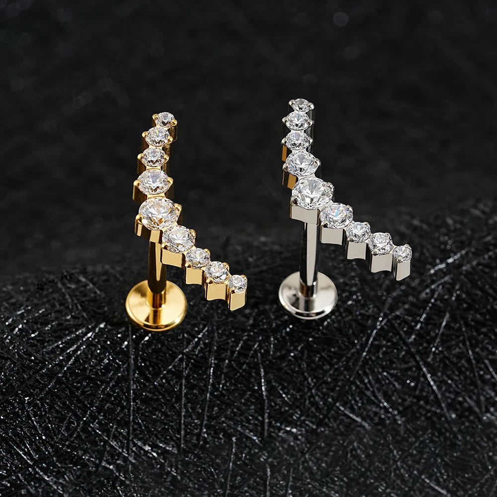 Arc CZ Cluster Titanium Flat Back Stud for Helix & Conch - GEMORM