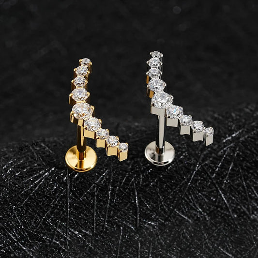 Arc CZ Cluster Titanium Flat Back Stud for Helix & Conch - GEMORM