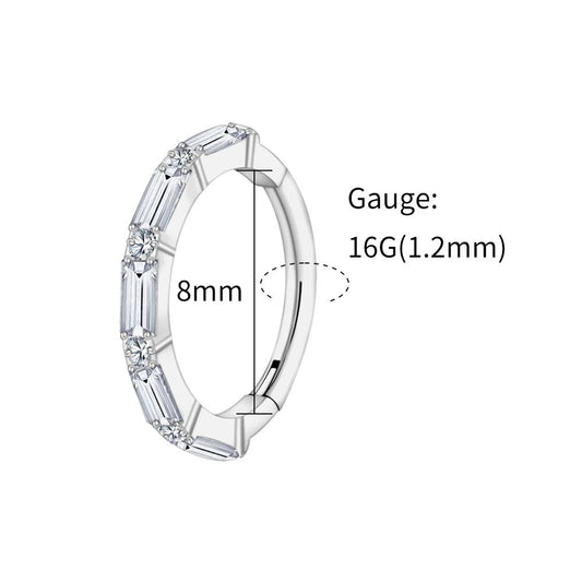 Baguette CZ Titanium Eternity Clicker Hoop - GEMORM