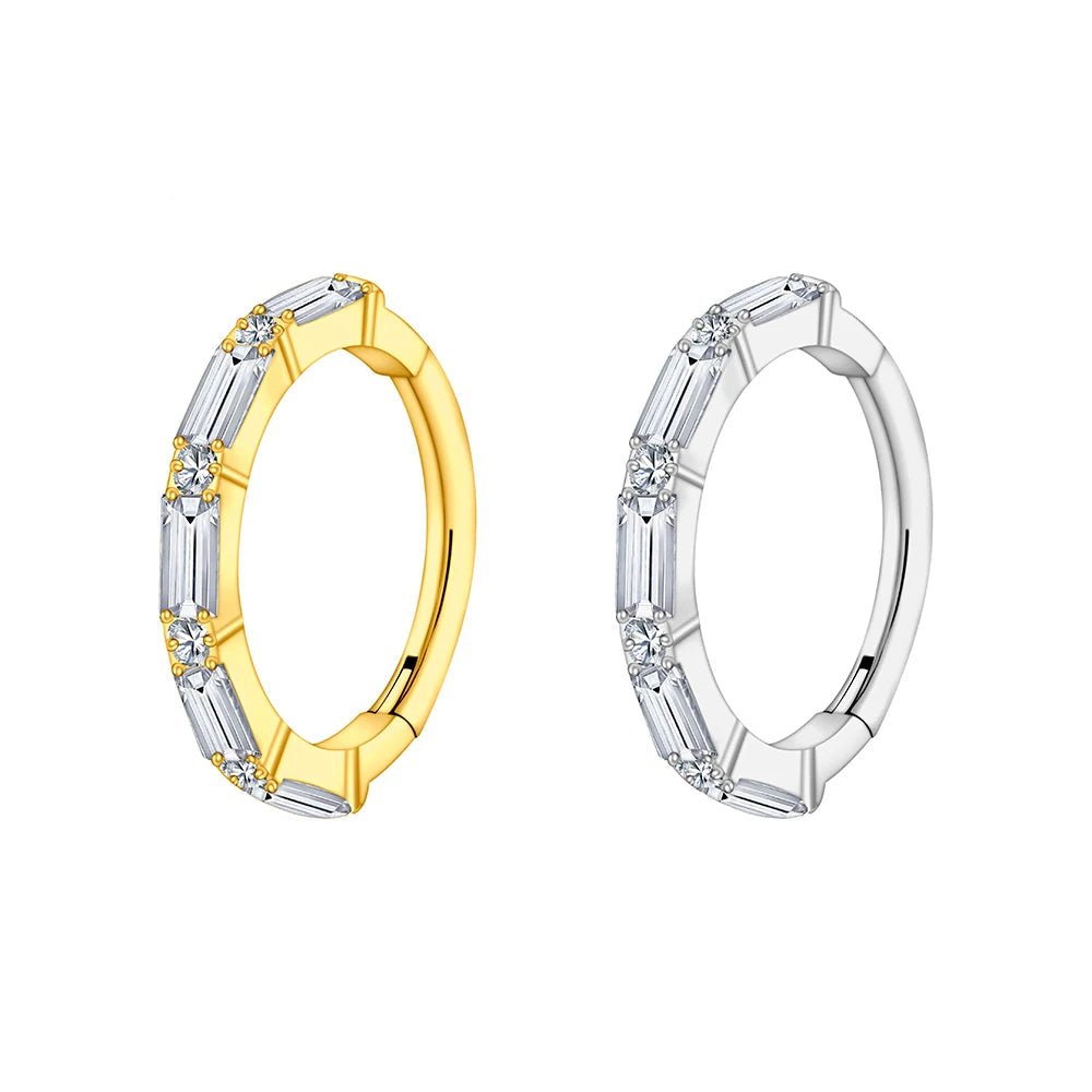 Baguette CZ Titanium Eternity Clicker Hoop - GEMORM