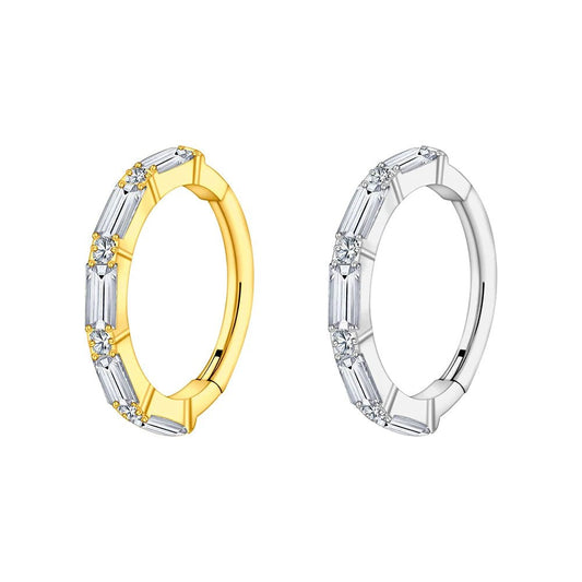 Baguette CZ Titanium Eternity Clicker Hoop - GEMORM