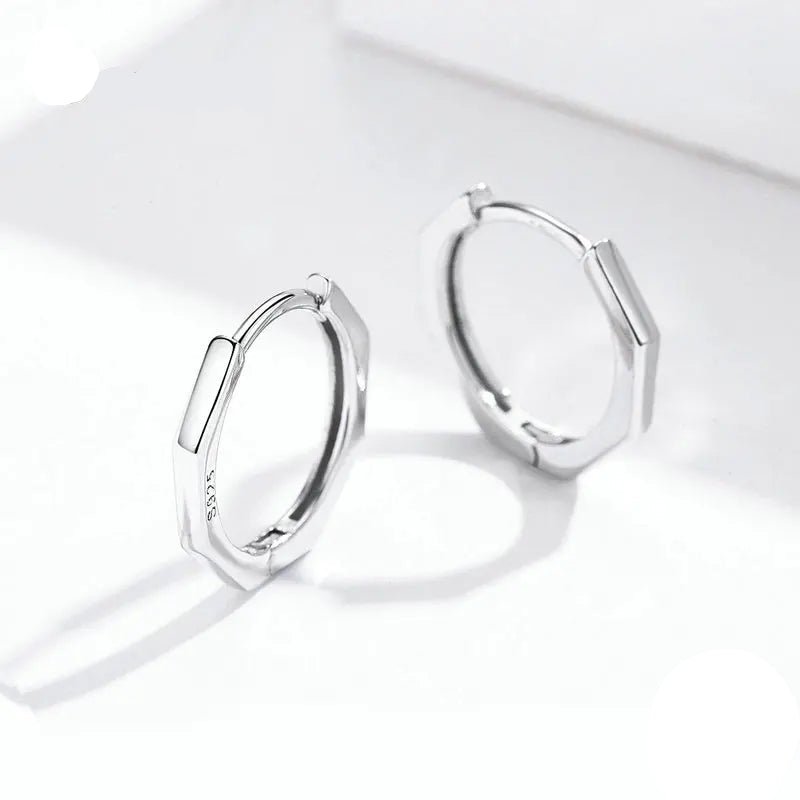 Bamboo earrings in sterling silver minimalist hoop earrings for everyday wear - GEMORM