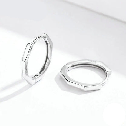 Bamboo earrings in sterling silver minimalist hoop earrings for everyday wear - GEMORM