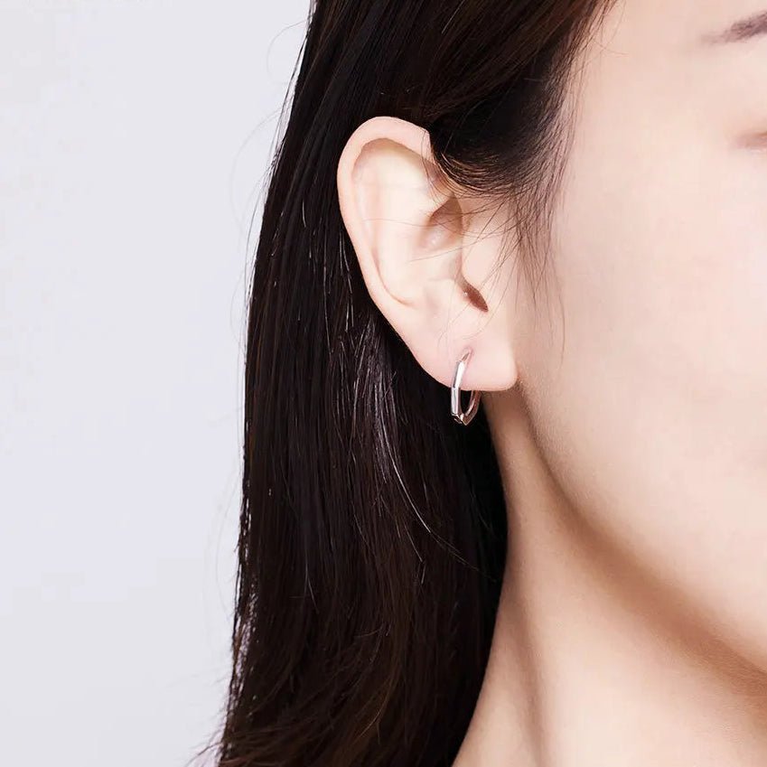 Bamboo earrings in sterling silver minimalist hoop earrings for everyday wear - GEMORM