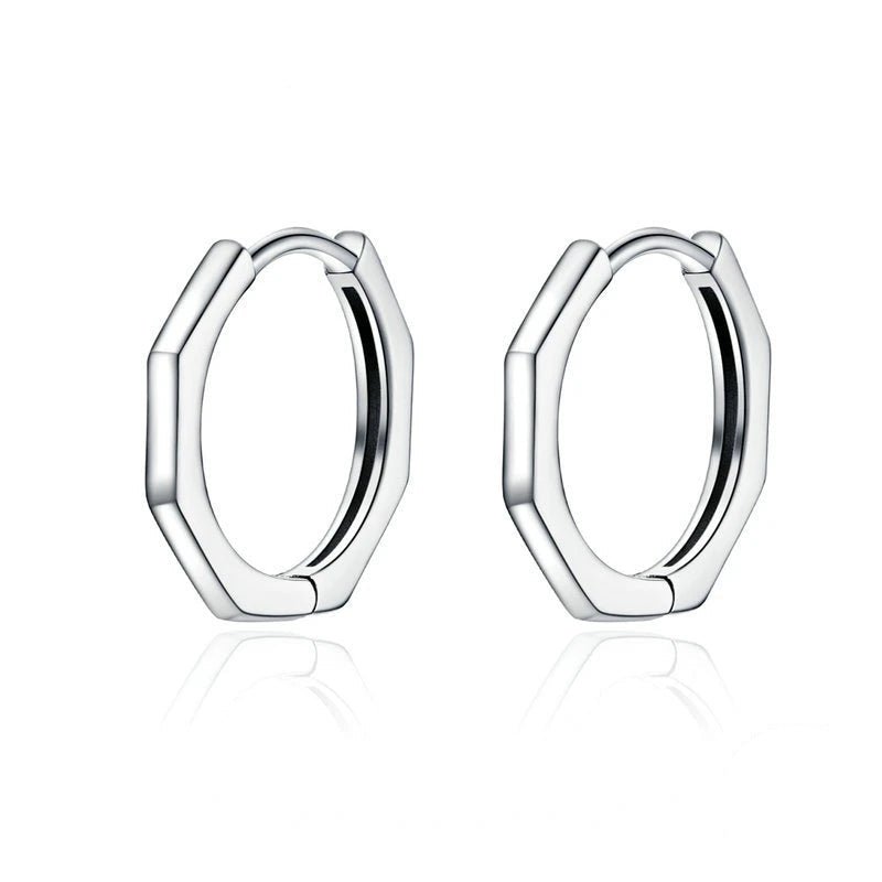 Bamboo earrings in sterling silver minimalist hoop earrings for everyday wear - GEMORM