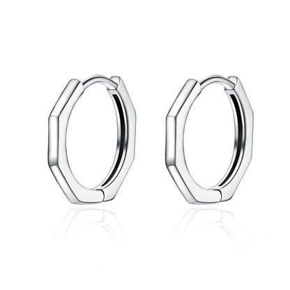Bamboo earrings in sterling silver minimalist hoop earrings for everyday wear - GEMORM