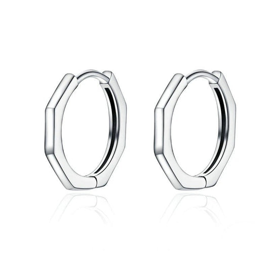 Bamboo earrings in sterling silver minimalist hoop earrings for everyday wear - GEMORM