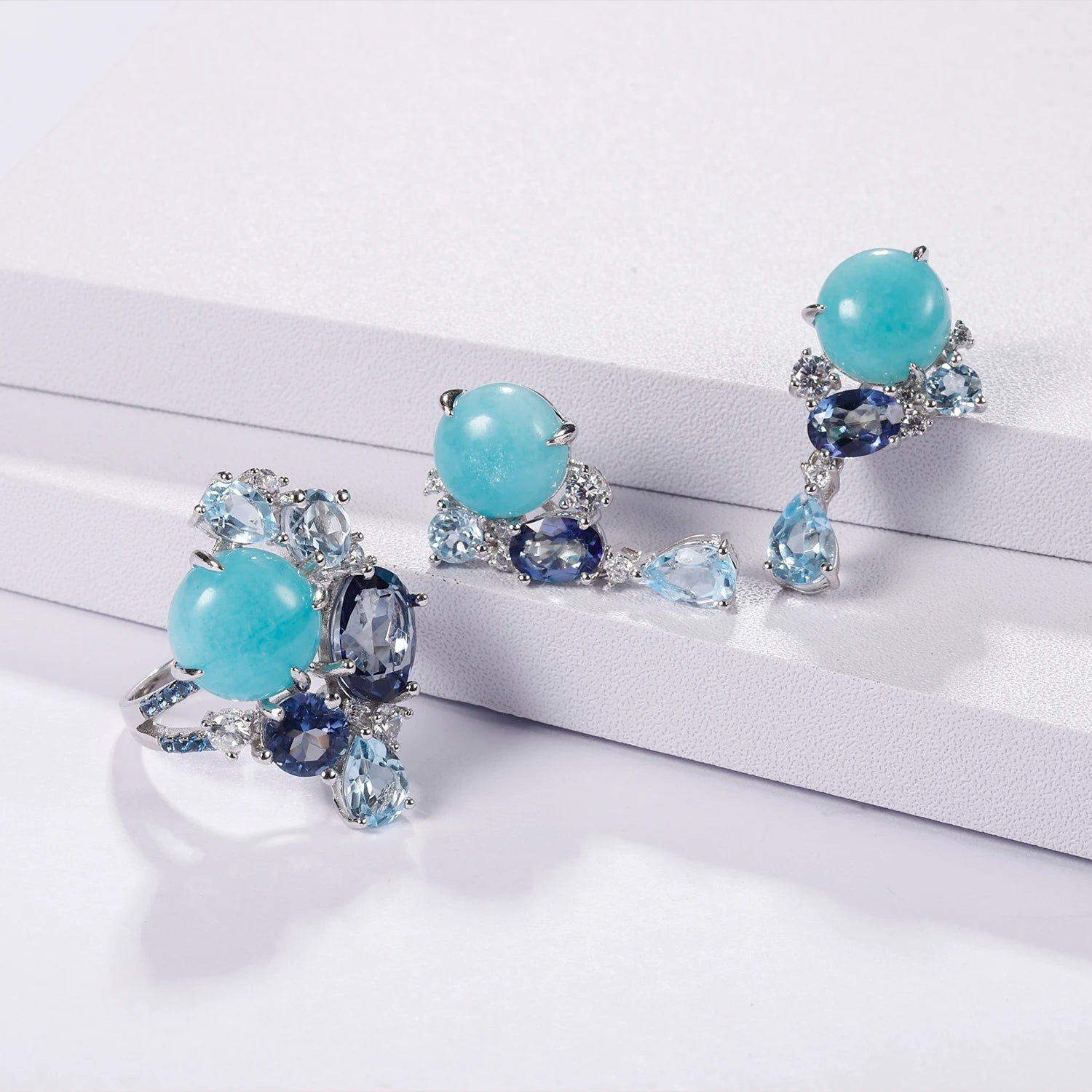 Blue topaz statement ring 925 sterling silver topaz ring for women - GEMORM