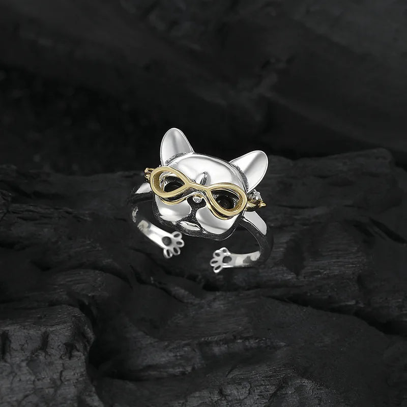 Bulldog adjustable ring dog jewelry for women - GEMORM