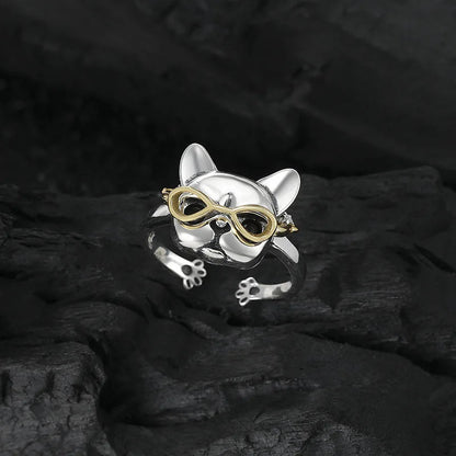 Bulldog adjustable ring dog jewelry for women - GEMORM