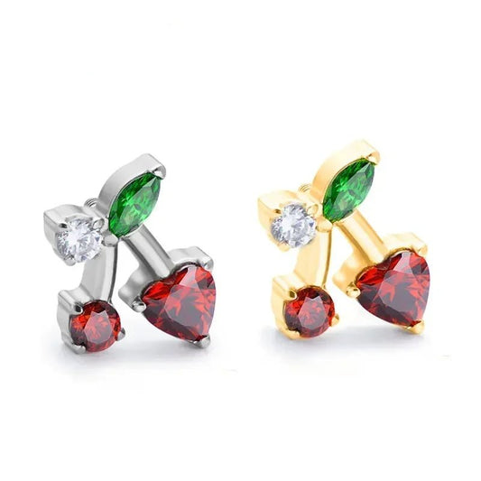 Cherry CZ Titanium Flat Back Stud - GEMORM
