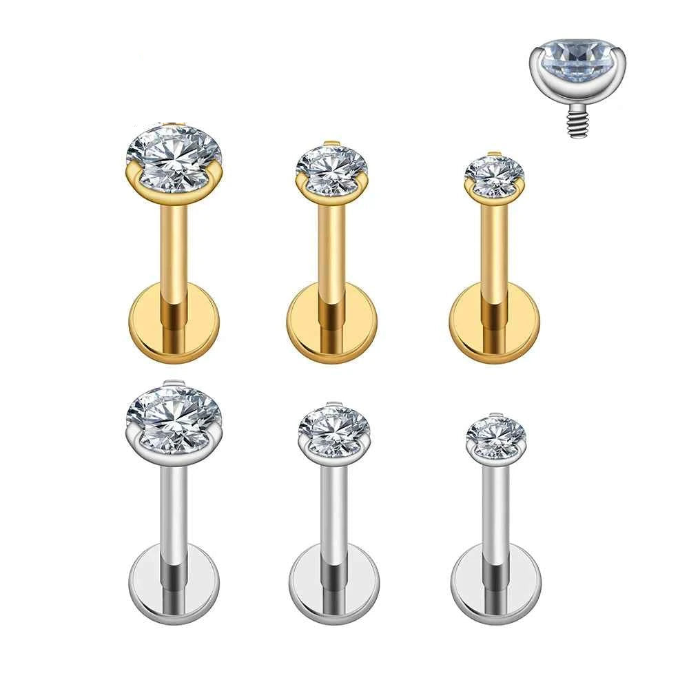 Classic Round CZ Titanium Labret — 2.5, 3 or 4 mm — product overview