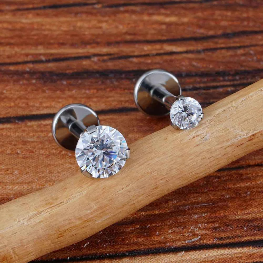 Classic Round CZ Titanium Labret — 2.5, 3 or 4 mm — product view 3