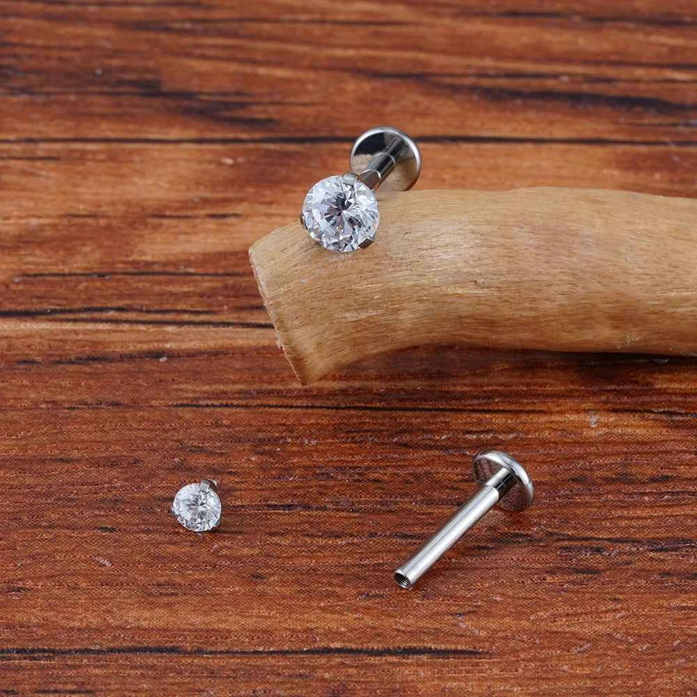 Classic Round CZ Titanium Labret — 2.5, 3 or 4 mm — product view 4
