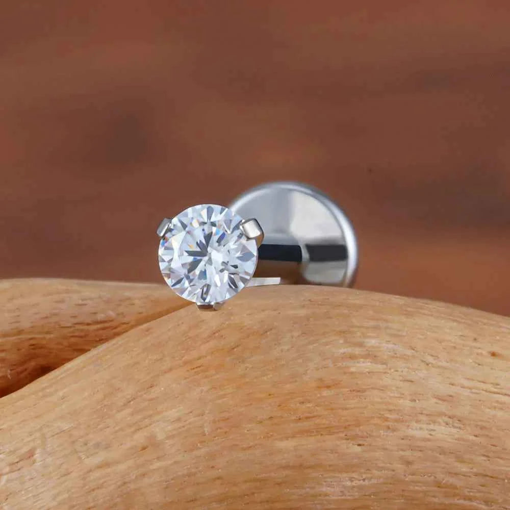 Classic Round CZ Titanium Labret — 2.5, 3 or 4 mm — product view 5