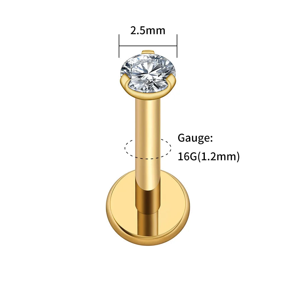 Classic Round CZ Titanium Labret — 2.5, 3 or 4 mm — product view 8
