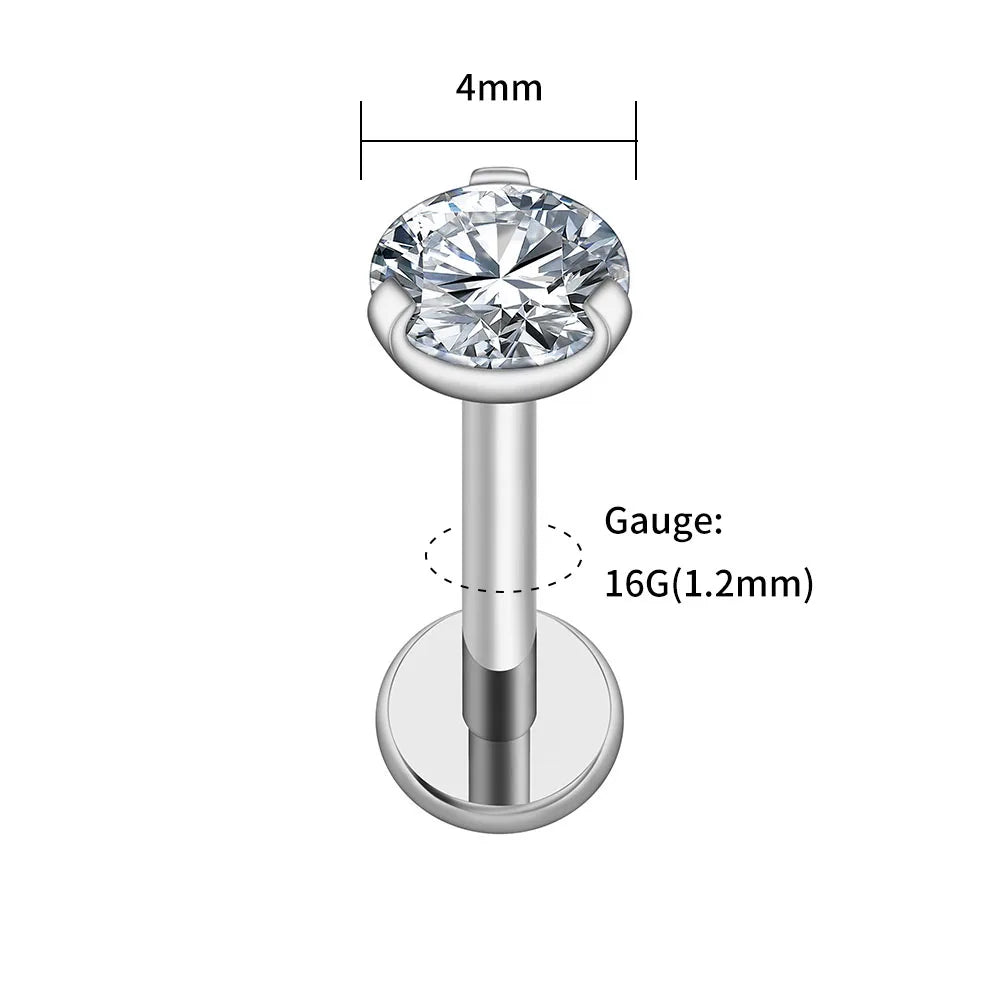 Classic Round CZ Titanium Labret — 2.5, 3 or 4 mm — product view 9