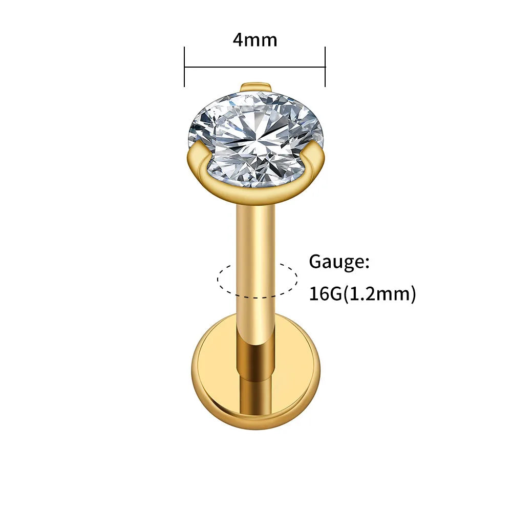 Classic Round CZ Titanium Labret — 2.5, 3 or 4 mm — product view 11