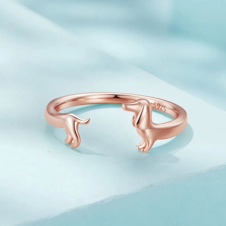 Dachshund ring adjustable rings in 925 sterling silver - GEMORM