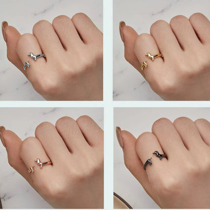 Dachshund ring adjustable rings in 925 sterling silver - GEMORM