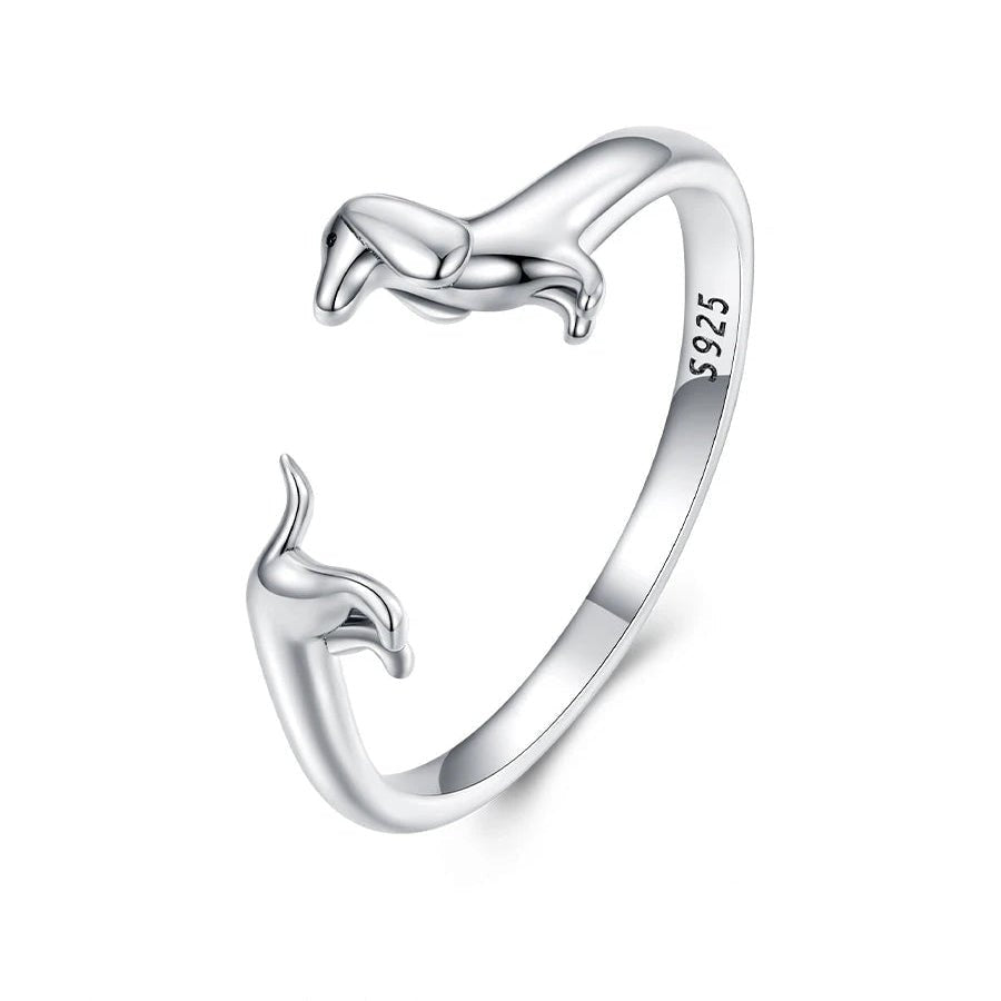 Dachshund ring adjustable rings in 925 sterling silver - GEMORM