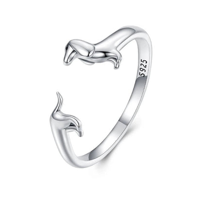 Dachshund ring adjustable rings in 925 sterling silver - GEMORM