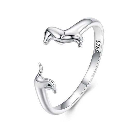 Dachshund ring adjustable rings in 925 sterling silver - GEMORM