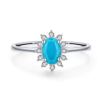 December birthstone turquoise halo ring in 925 sterling silver - GEMORM