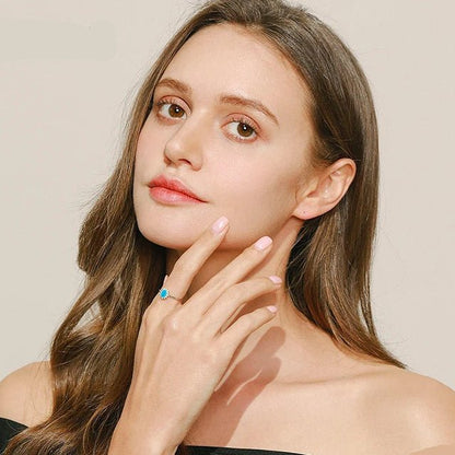 December birthstone turquoise halo ring in 925 sterling silver - GEMORM