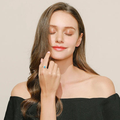 December birthstone turquoise halo ring in 925 sterling silver - GEMORM