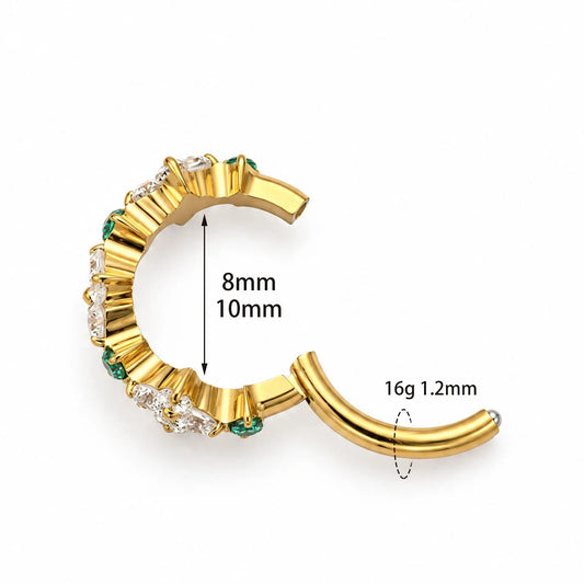 Double Flower CZ Titanium Clicker Hoop - GEMORM