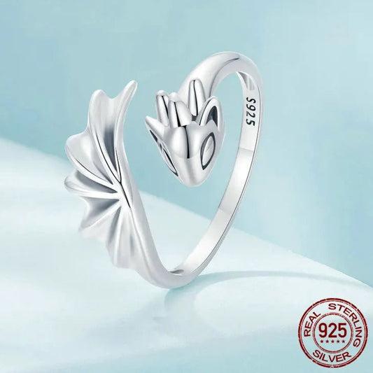 DRAGON RING GOTHIC RING STERLING SILVER STACKING RING - GEMORM