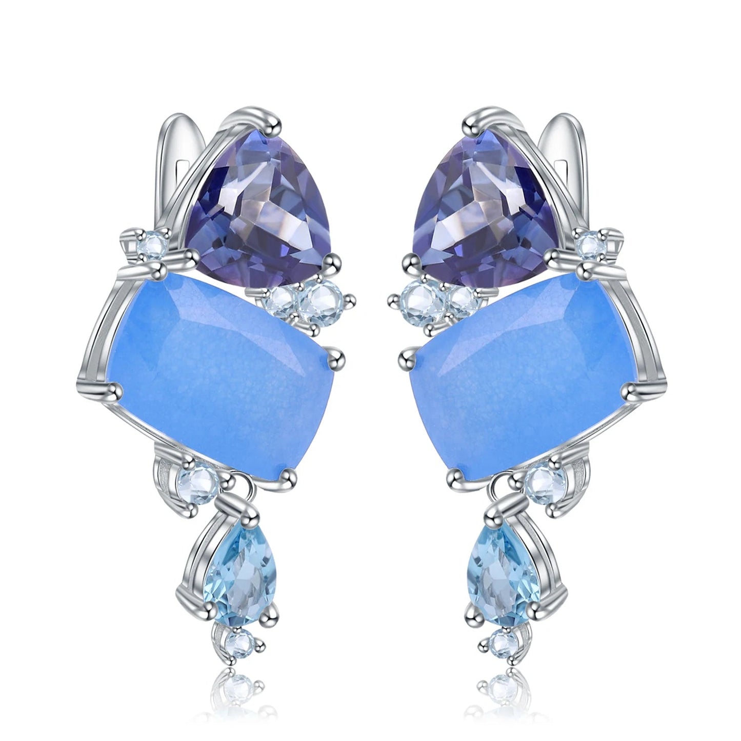Drop Earrings 925 Sterling Silver Geometric Statement Earrings - GEMORM