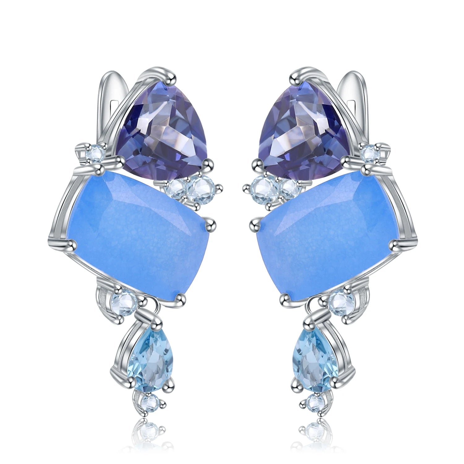 Drop Earrings 925 Sterling Silver Geometric Statement Earrings - GEMORM
