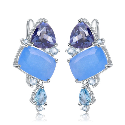 Drop Earrings 925 Sterling Silver Geometric Statement Earrings - GEMORM