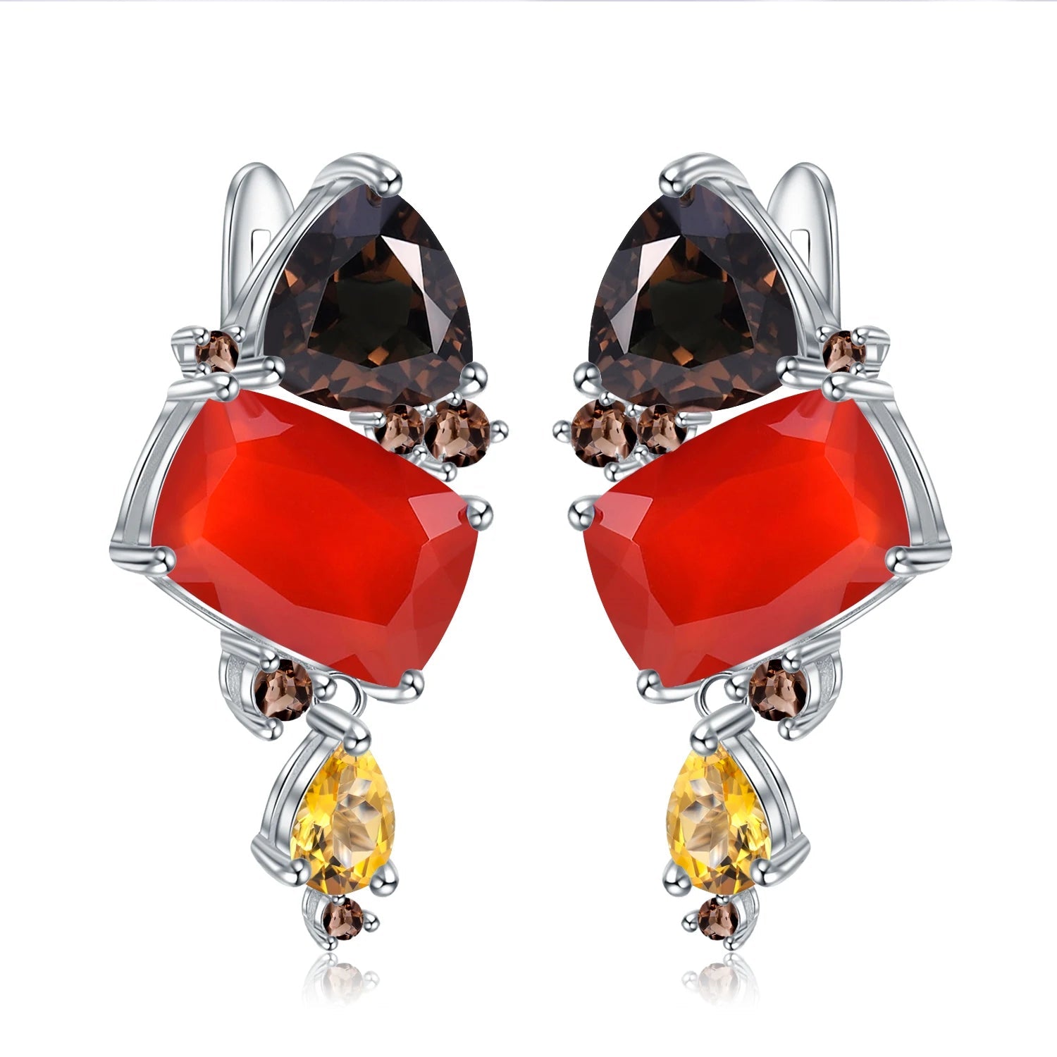 Drop Earrings 925 Sterling Silver Geometric Statement Earrings - GEMORM