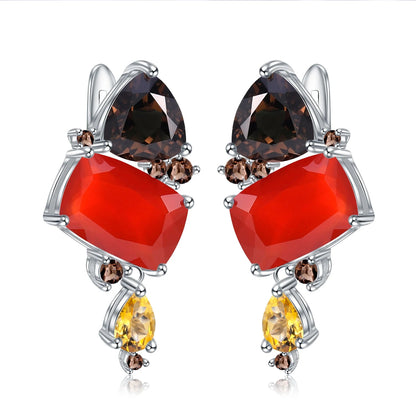 Drop Earrings 925 Sterling Silver Geometric Statement Earrings - GEMORM