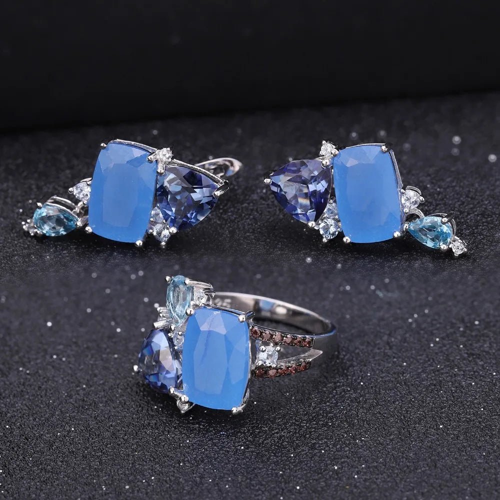 Drop Earrings 925 Sterling Silver Geometric Statement Earrings - GEMORM