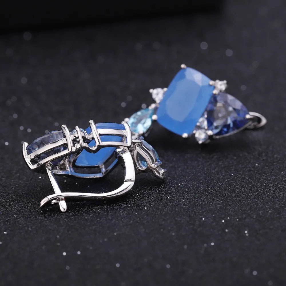 Drop Earrings 925 Sterling Silver Geometric Statement Earrings - GEMORM