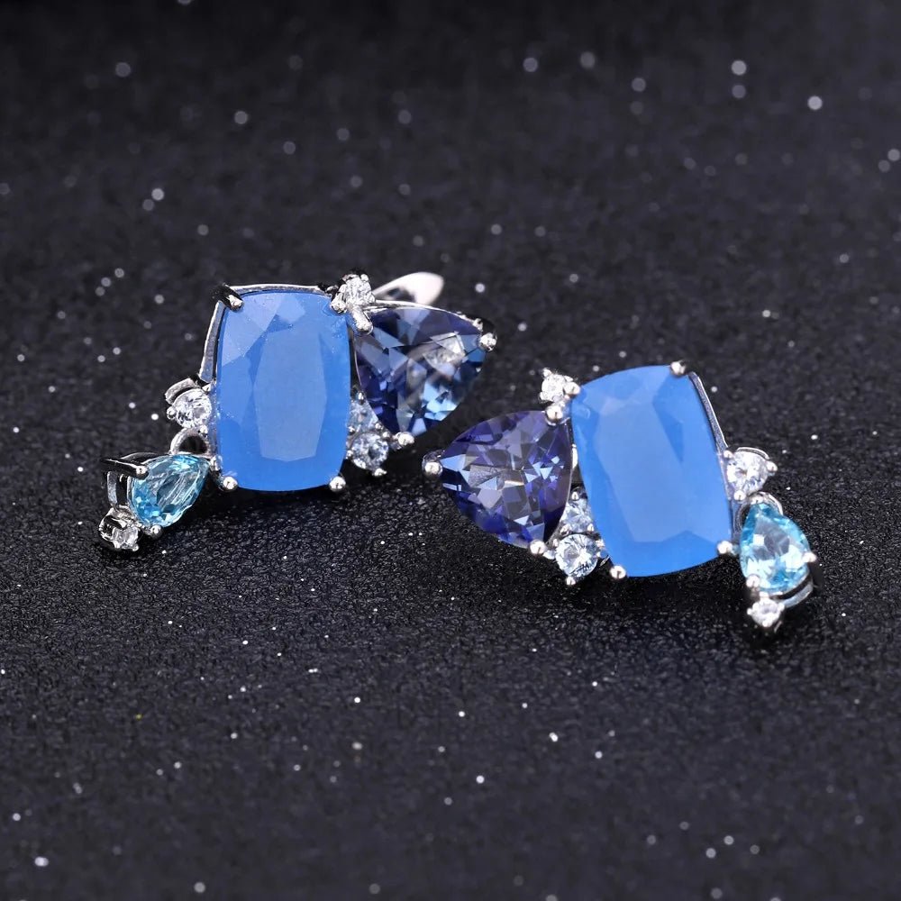 Drop Earrings 925 Sterling Silver Geometric Statement Earrings - GEMORM